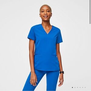 Figs Royal Blue Casma Three-Pocket Scrub Top